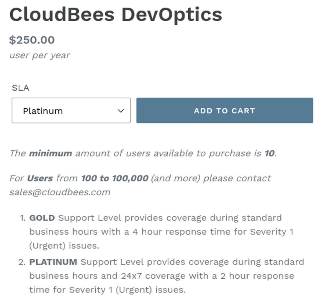 CloudBees DevOptics pricing