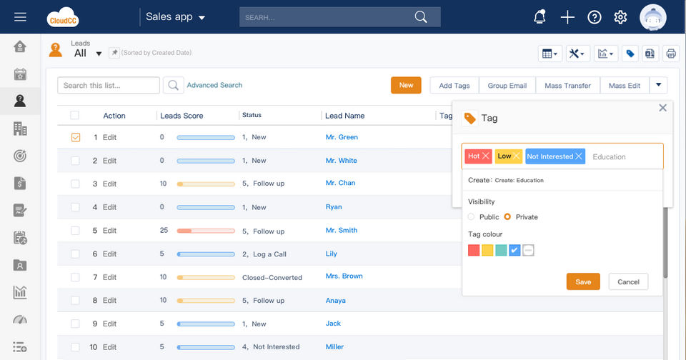 CloudCC CRM screenshot