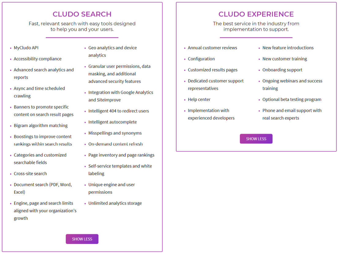 cludo-site-search pricing