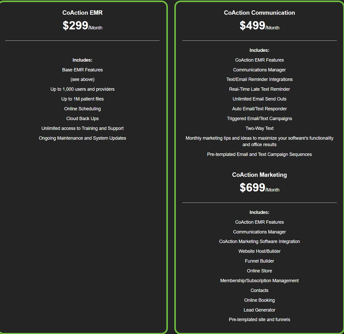 CoAction Software pricing