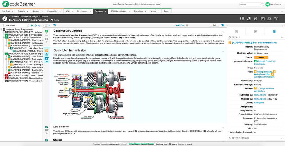 codeBeamer ALM screenshot