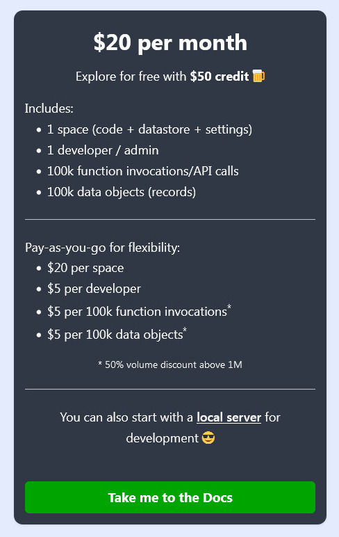 codehooks.io pricing