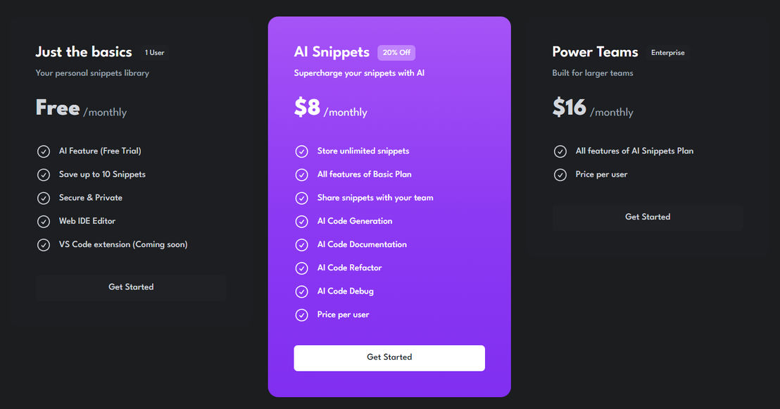 Codesnippets pricing