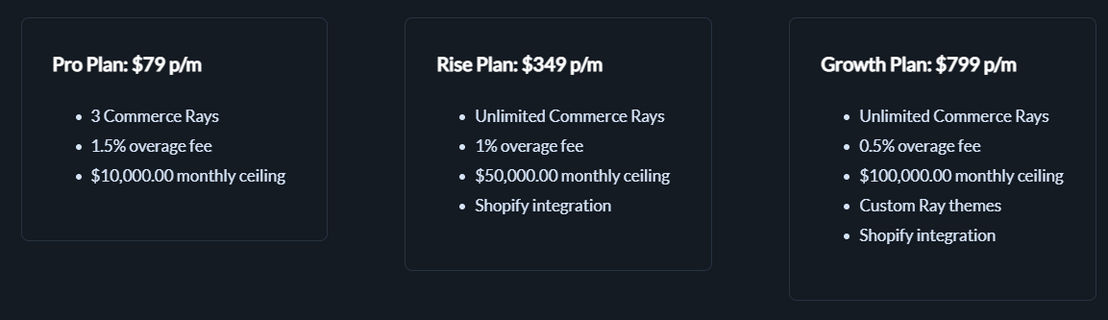 commerce-rays pricing