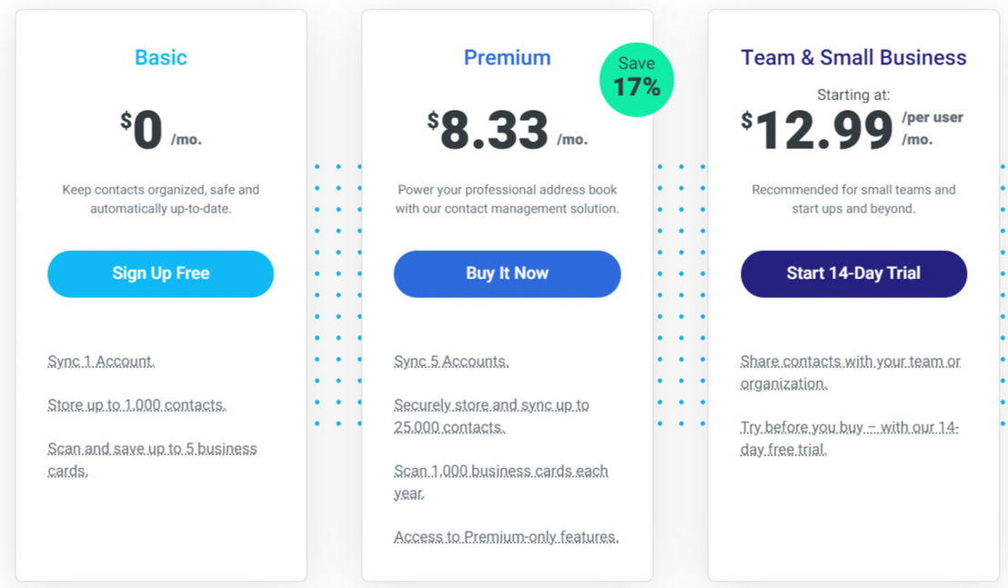 contacts- pricing