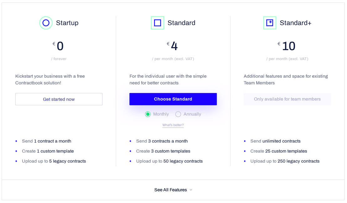 Contractbook pricing