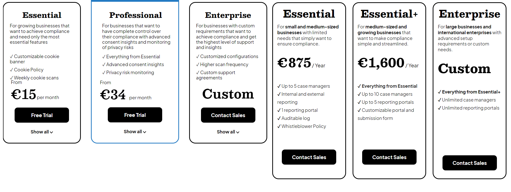 Cookie Information pricing