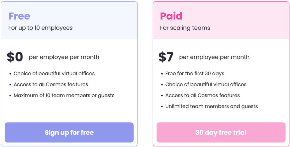 Cosmos Video pricing