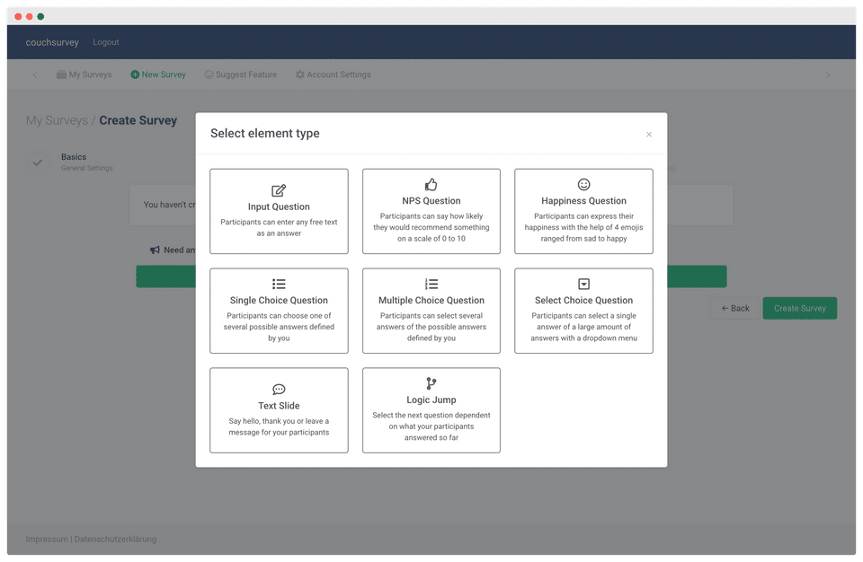 Couchsurvey screenshot