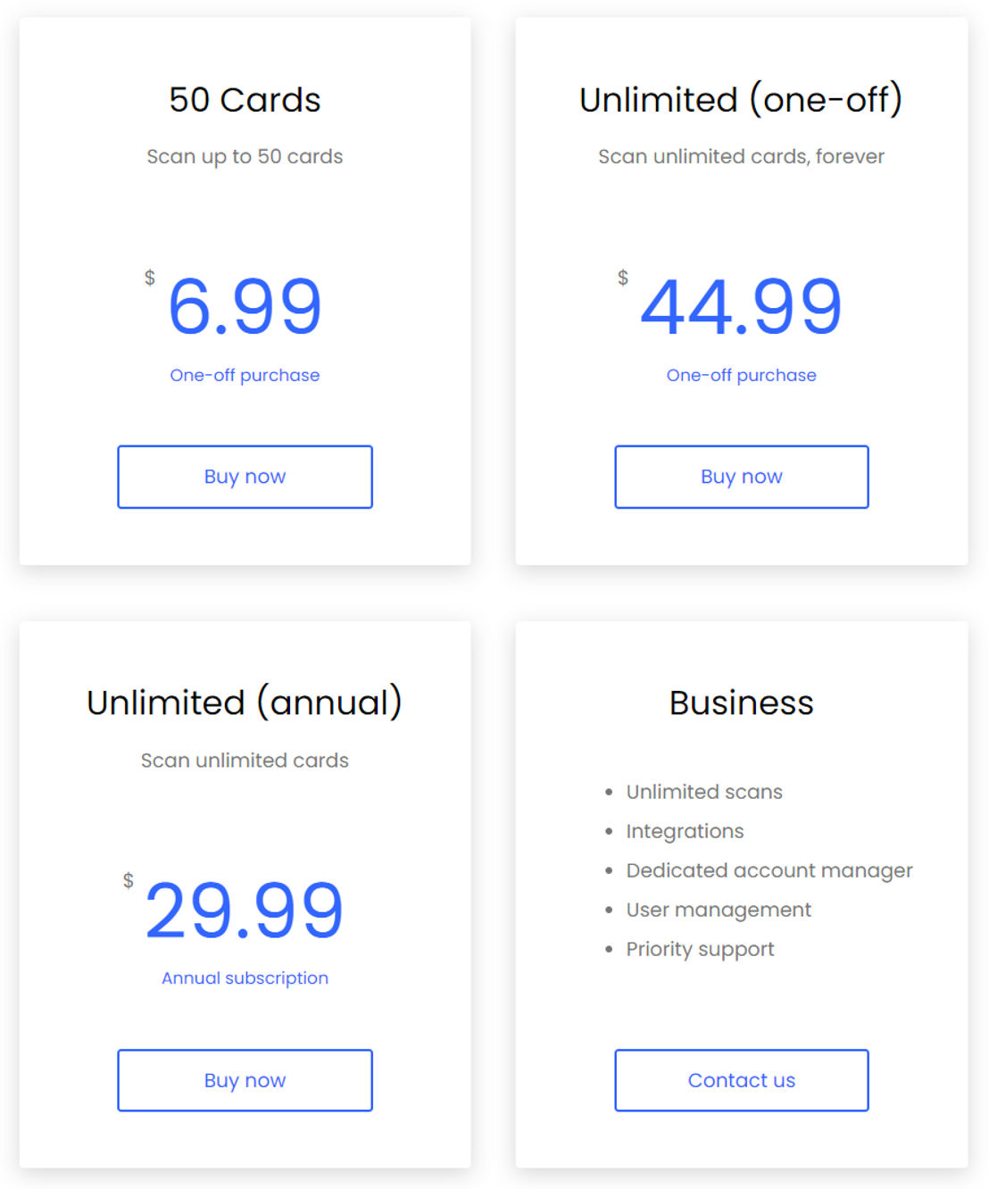 Covve Scan pricing