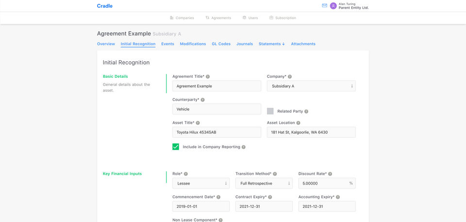 Cradle Accounting screenshot