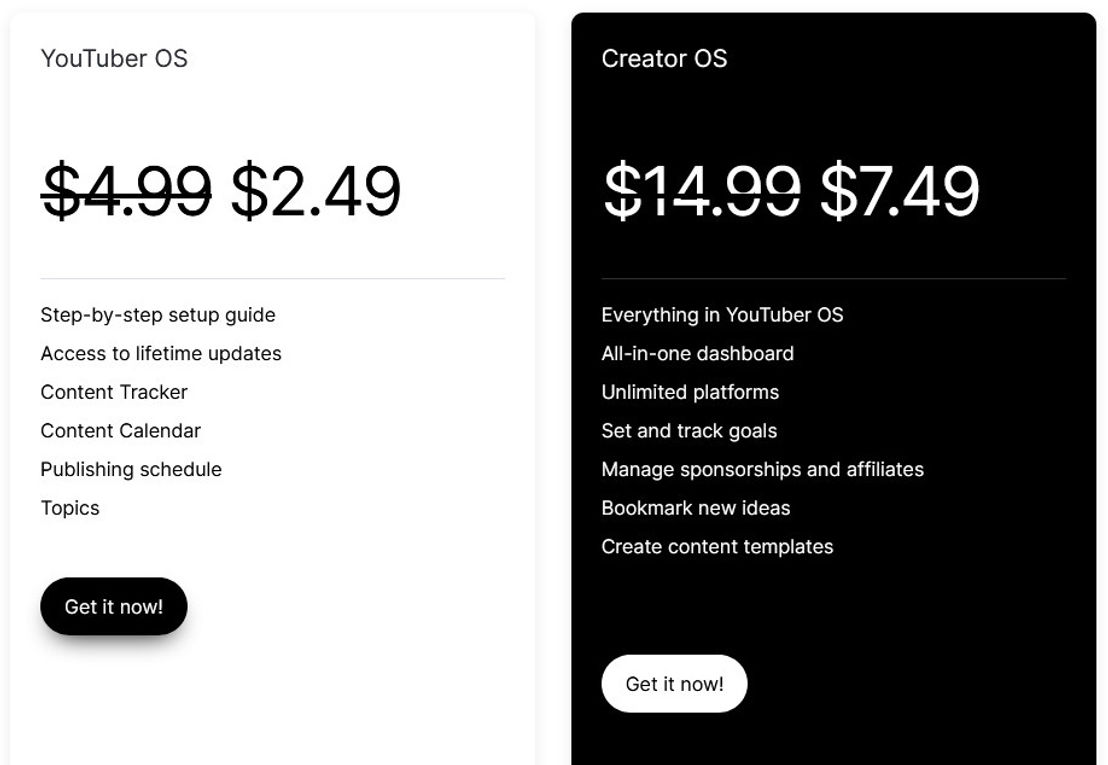 Creator OS pricing