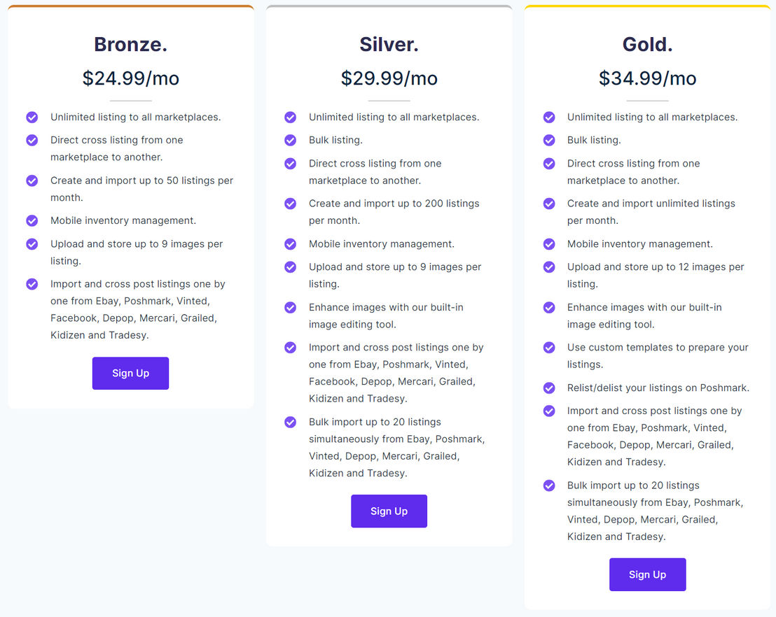 Crosslist pricing