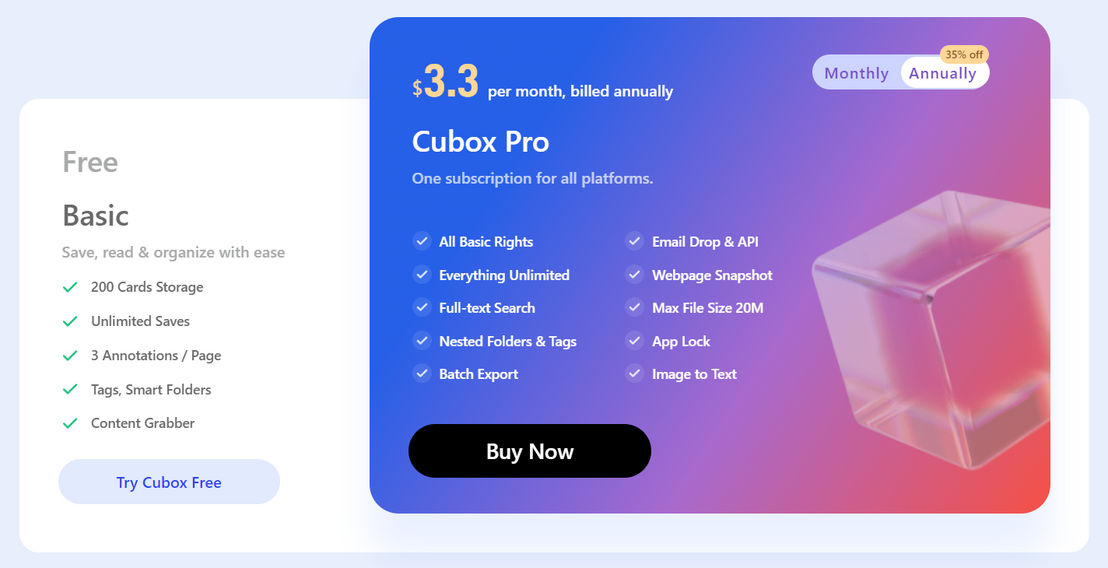 Cubox pricing