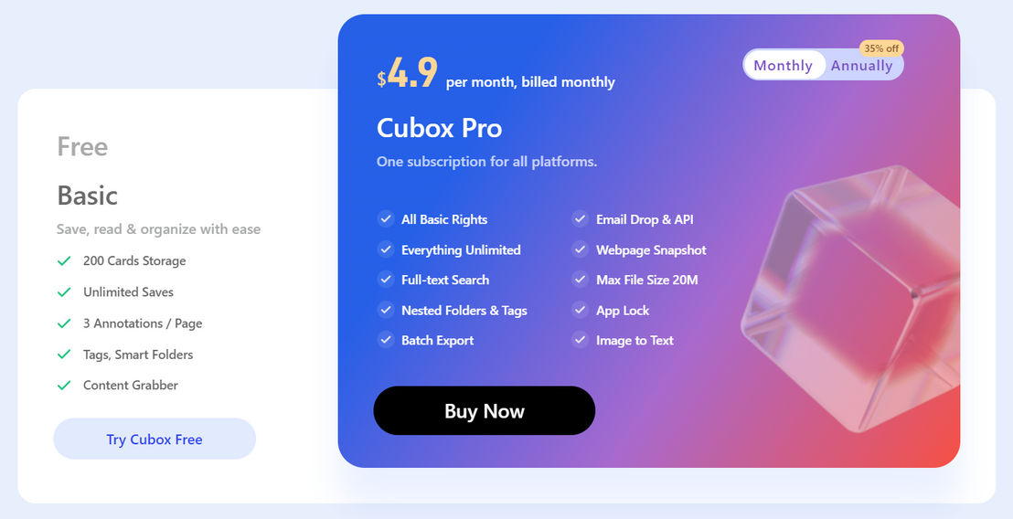 Cubox pricing