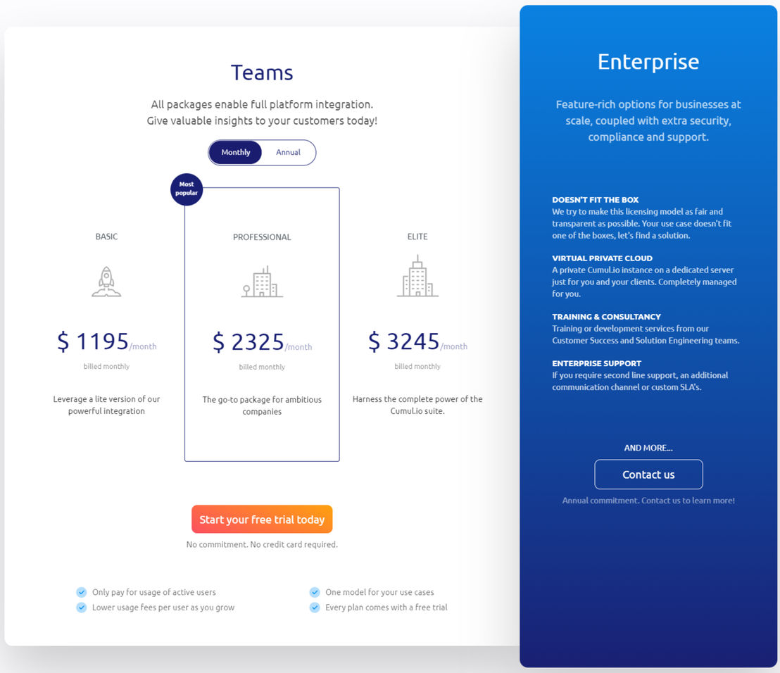 Cumul.io pricing