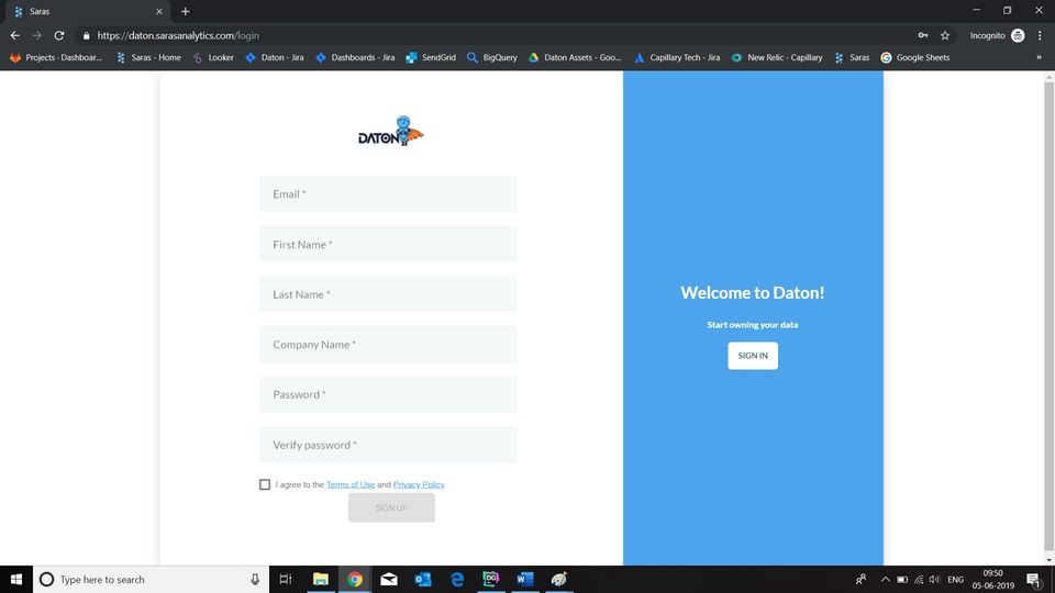 Daton  : Sign-up screenshot