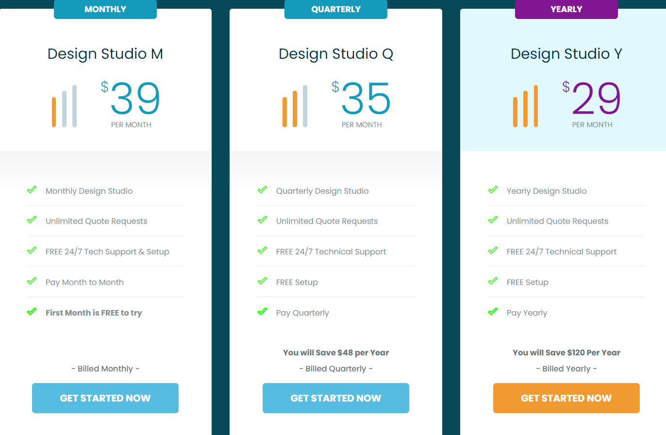 Design Studio pricing