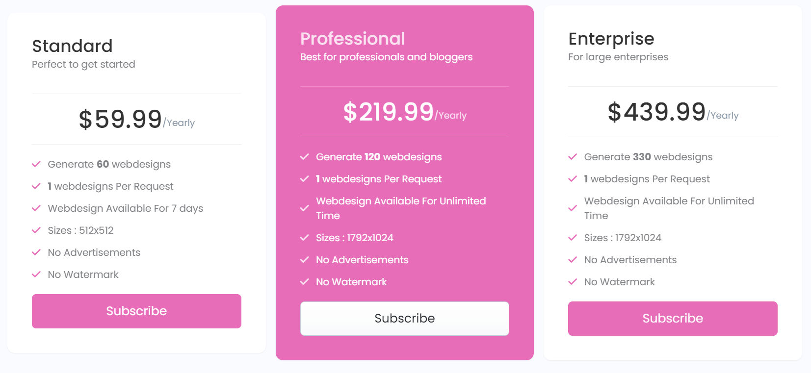 Designly AI pricing