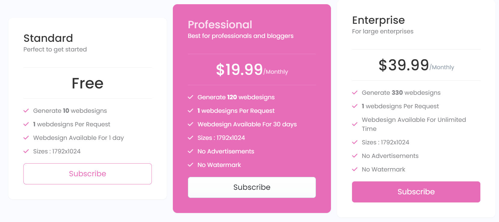 Designly AI pricing