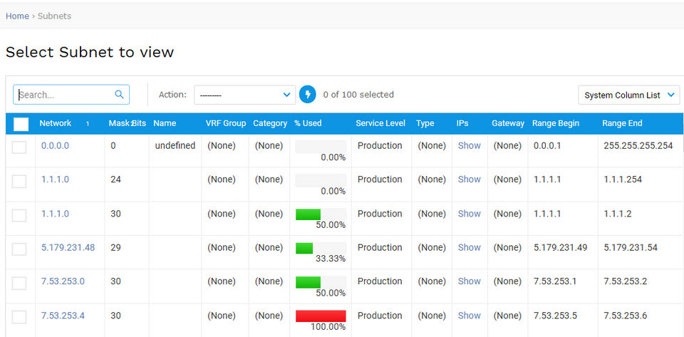 Device42 : Subnet screenshot-thumb