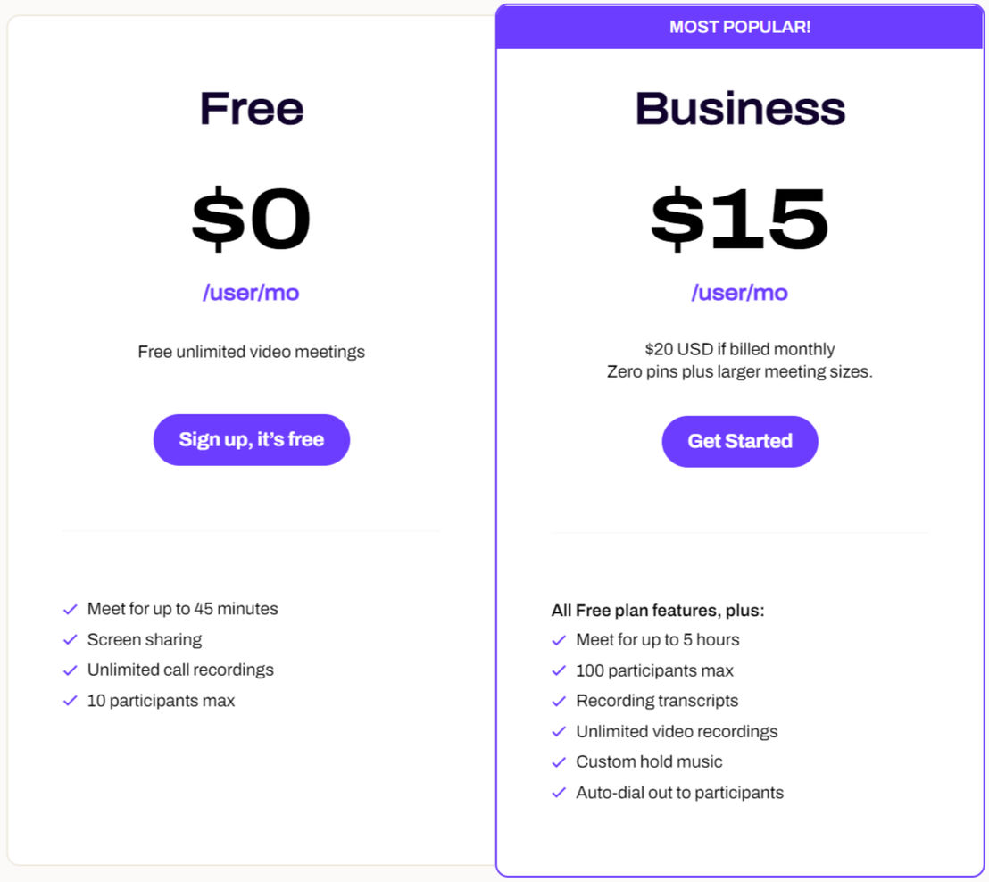 Dialpad Meetings pricing