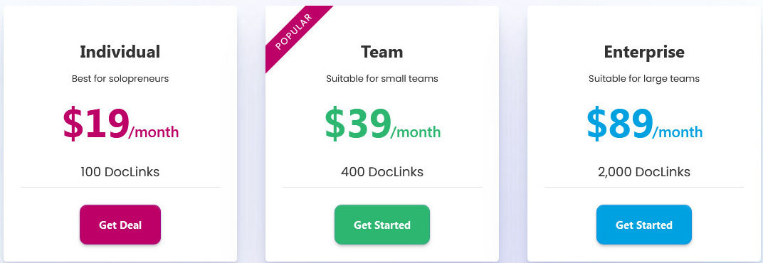 DocLink.me pricing