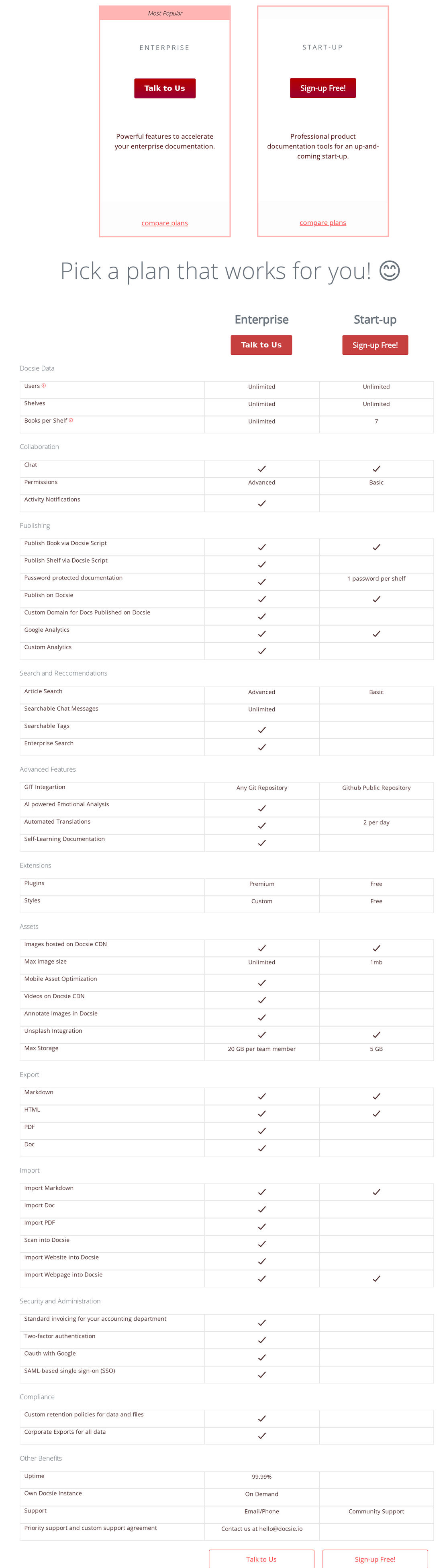 Docsie pricing