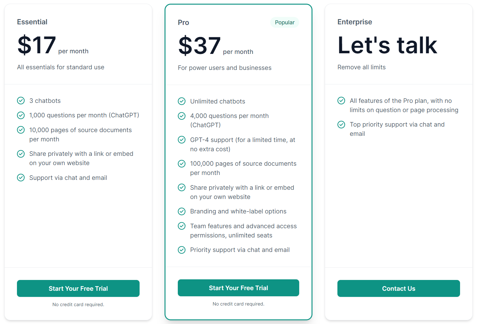 DocuChat pricing