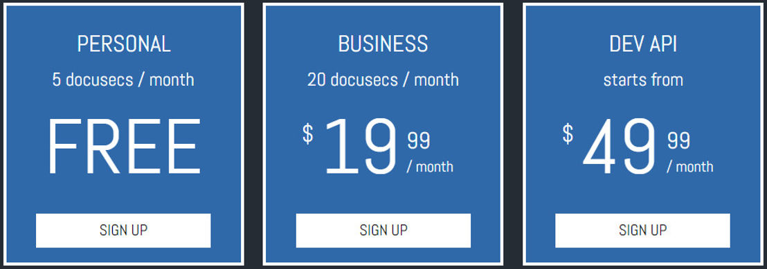 DocuSec pricing