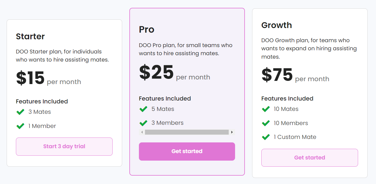 DOO pricing