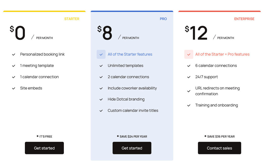 Dotcal pricing