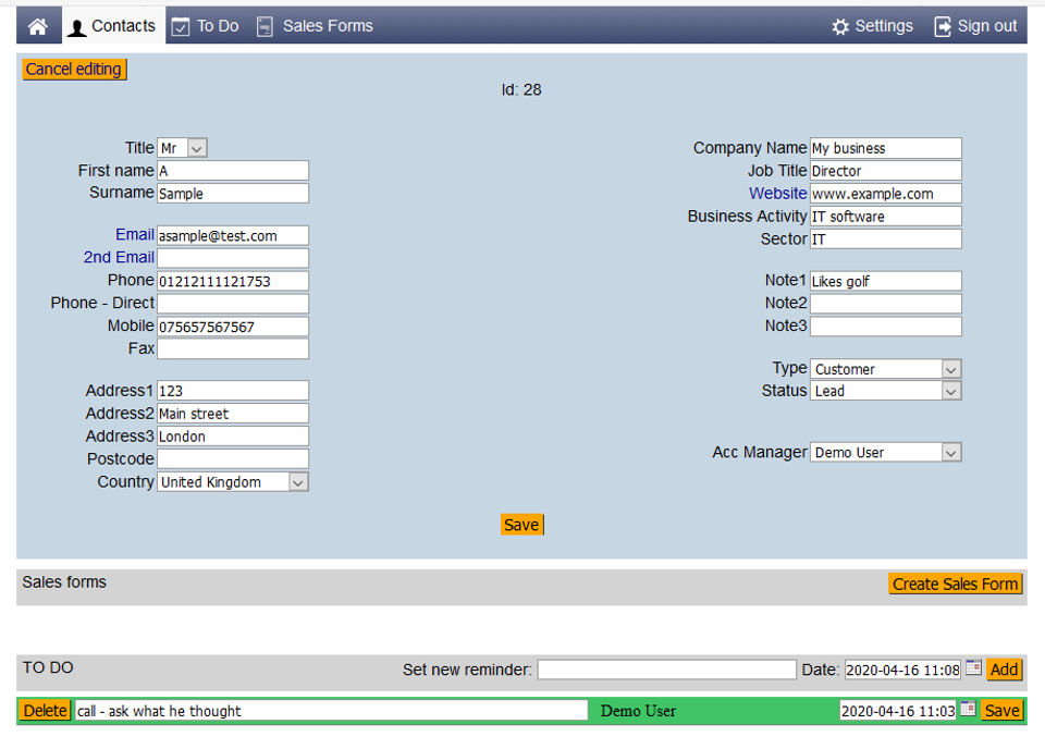 Easy Simple CRM screenshot