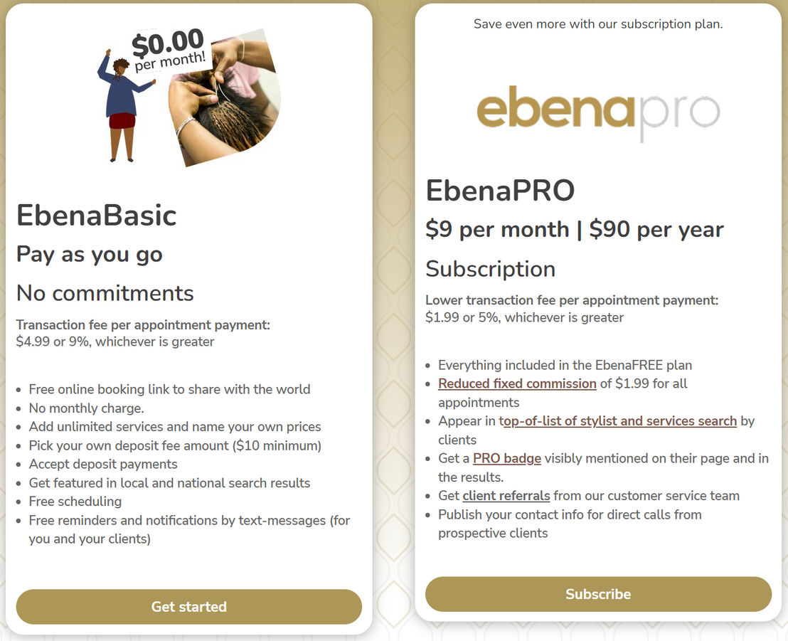 Ebena pricing