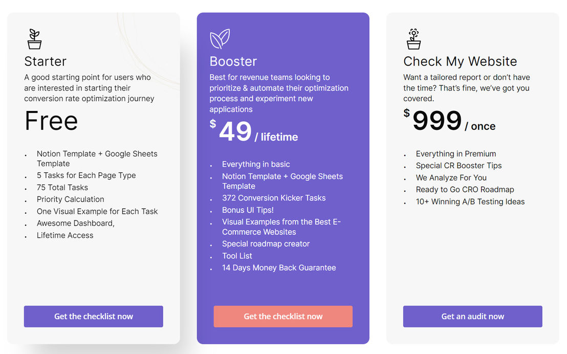 Ecomm Checklist pricing