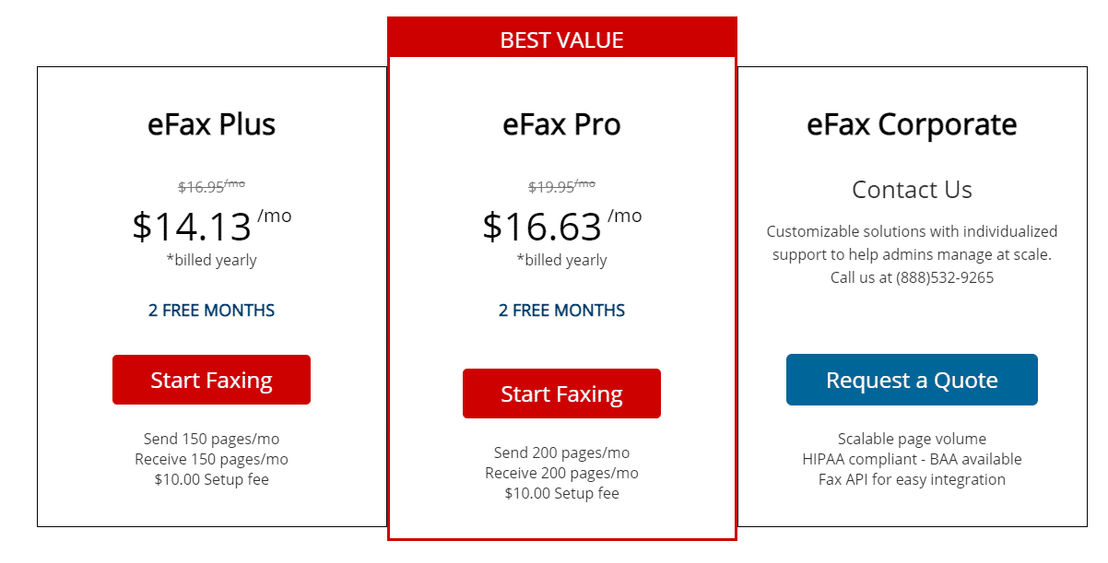 efax pricing