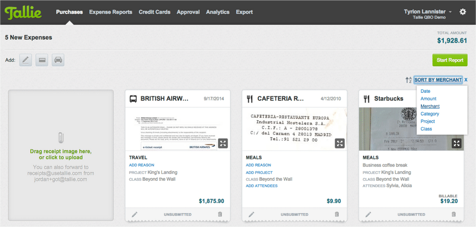 Talle expense report