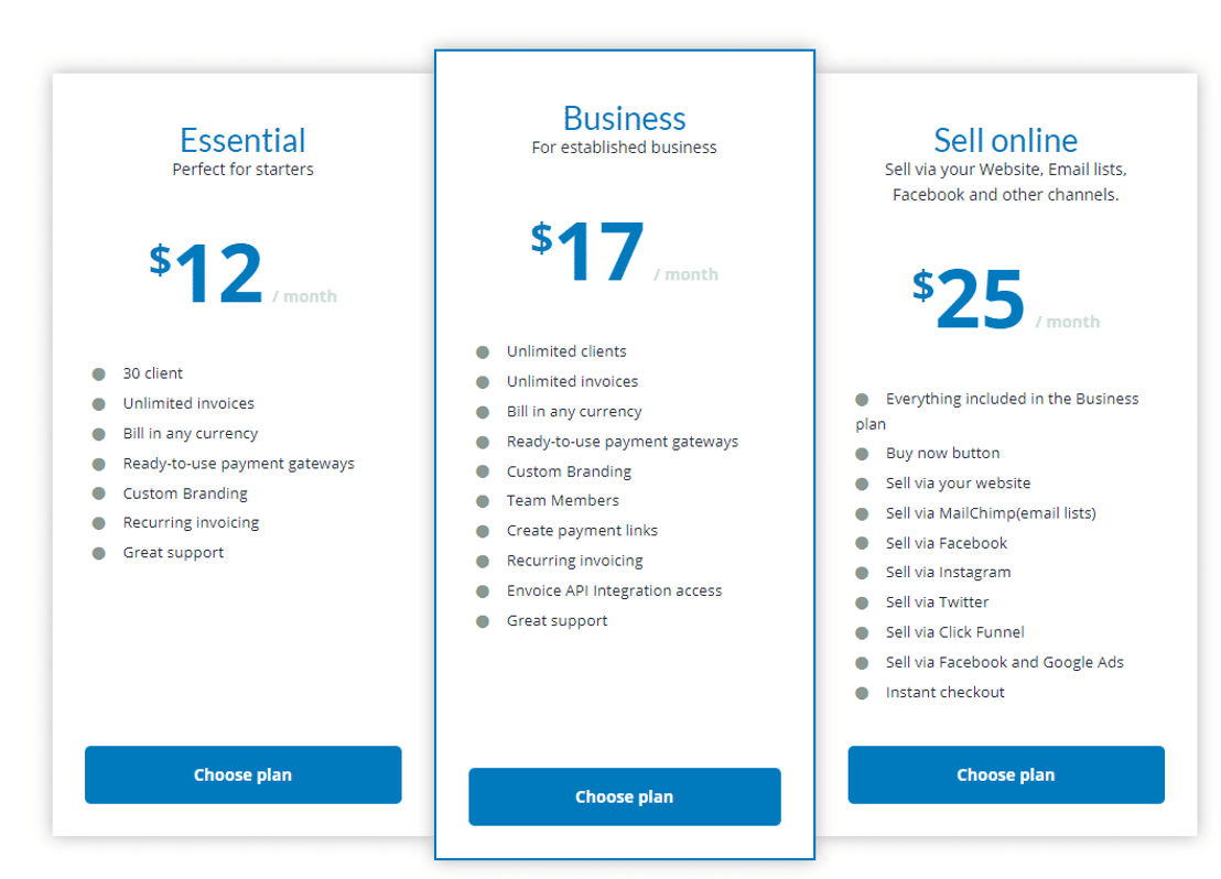 envoice pricing