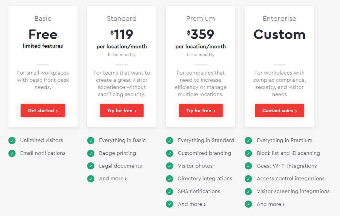 Envoy Visitors pricing