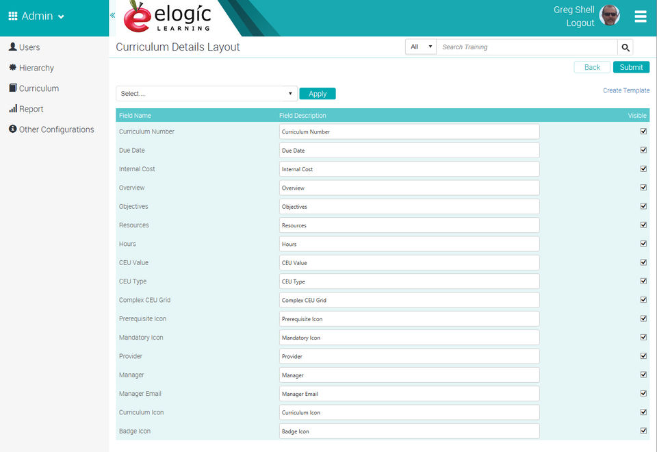 Curriculum Details Configuration