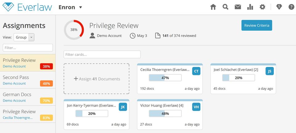 Everlaw Demo - Everlaw Document Assignments-thumb