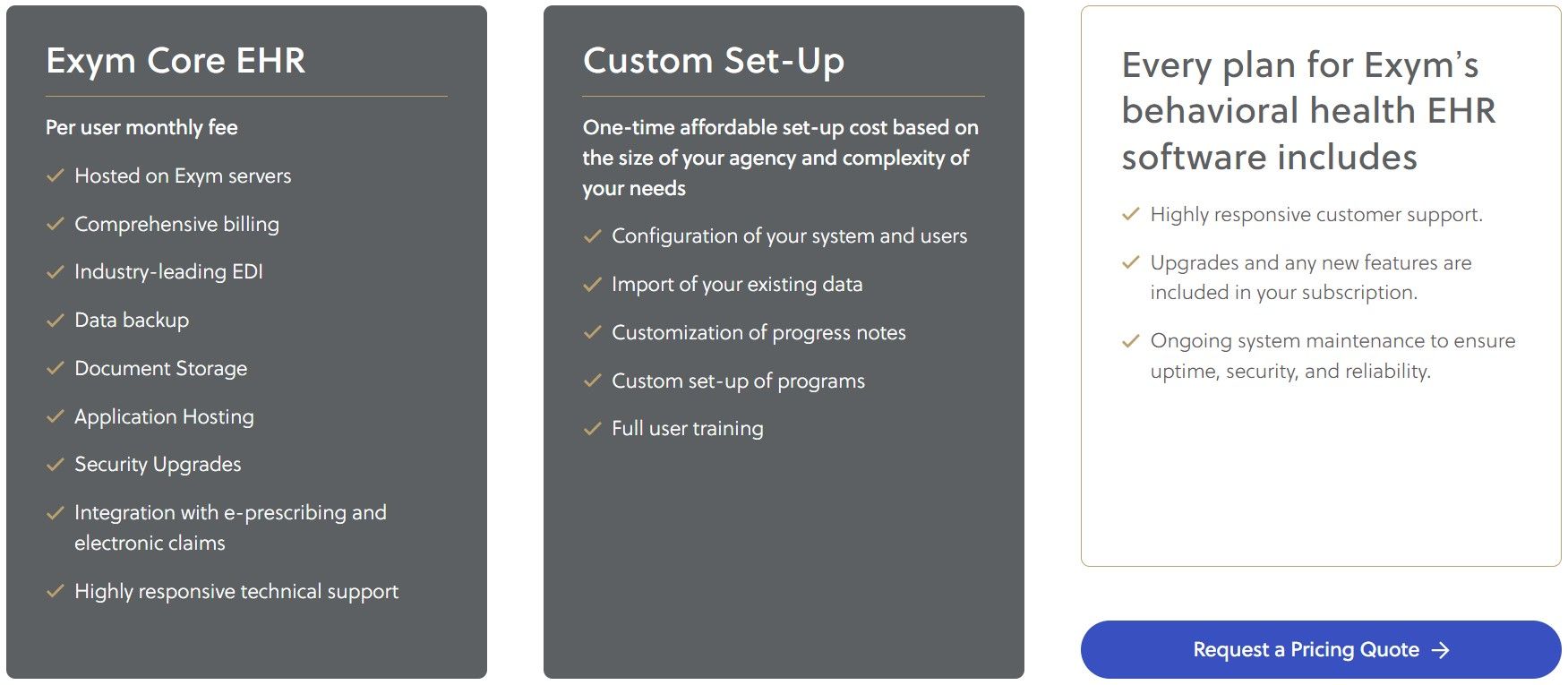 Exym EHR pricing