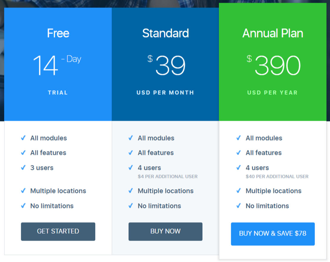 ezBiz pricing