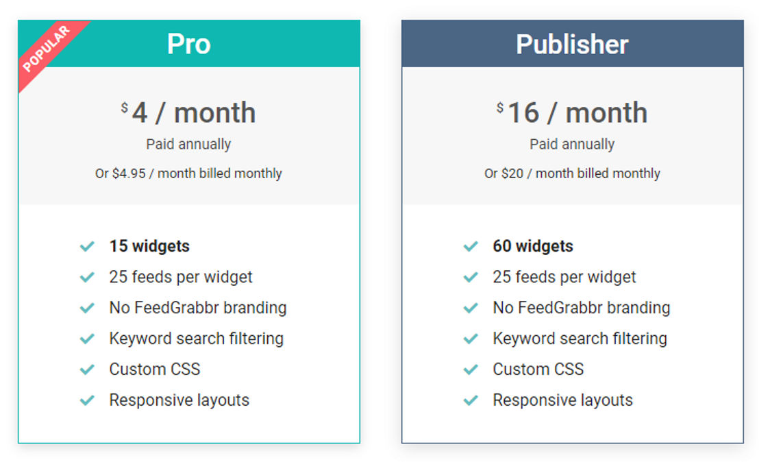 FeedGrabbr pricing