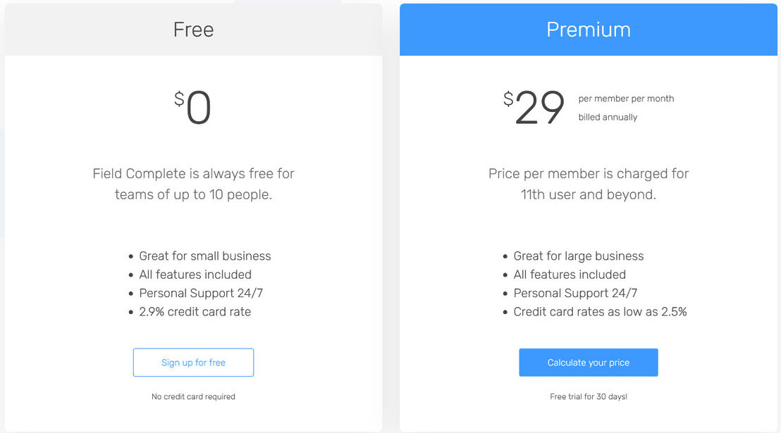 field-complete pricing