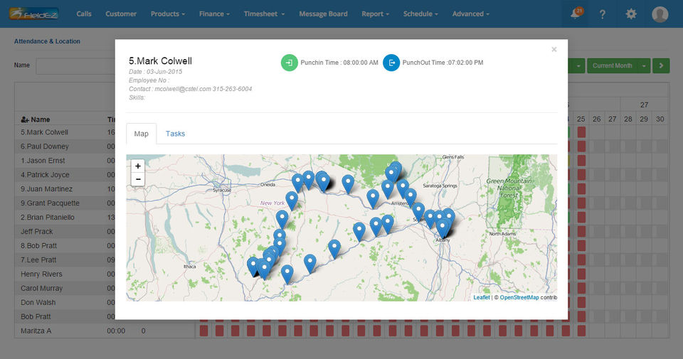 FieldEZ screenshot: Auto-calculate distance traveled and arrive at expense reimbursements 