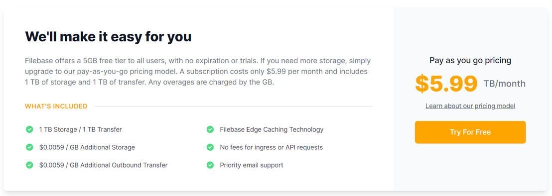 Filebase pricing