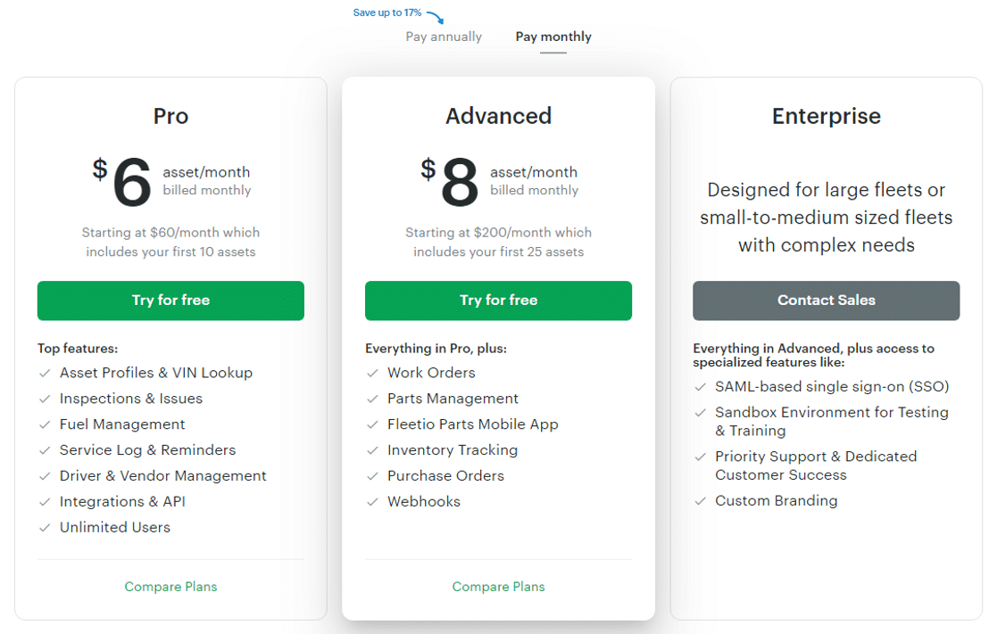 Fleetio pricing