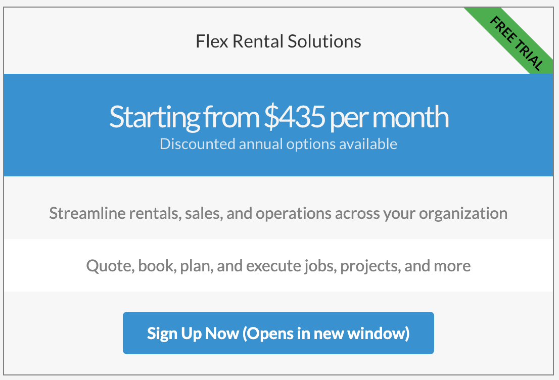 Flex Rental Solutions pricing