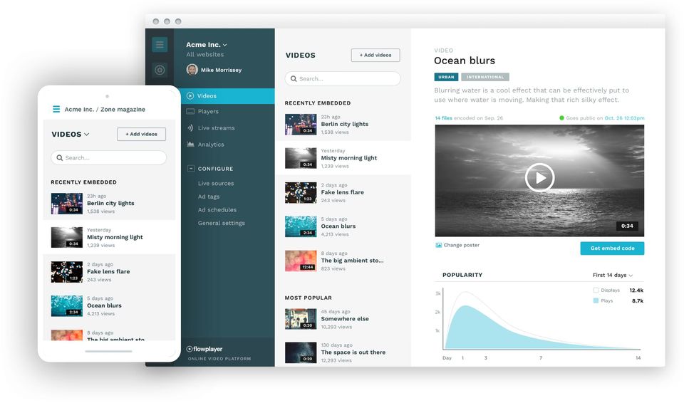 Flowplayer : Dashboard screenshot